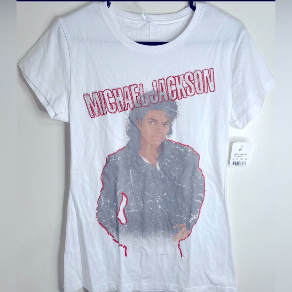 Michael Jackson BAD Album T Shirt 2009 Womens XL Bad Self Orange Stitching NWT